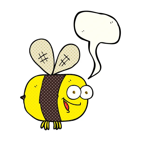 Comic book speech bubble cartoon bee — стоковый вектор