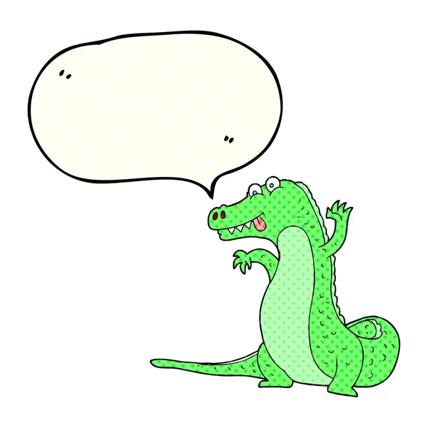 Comic book speech bubble cartoon crocodile — Stock Vector