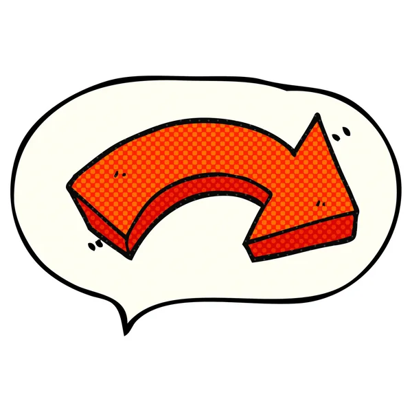 Bande dessinée discours bulle dessin animé pointant flèche — Image vectorielle
