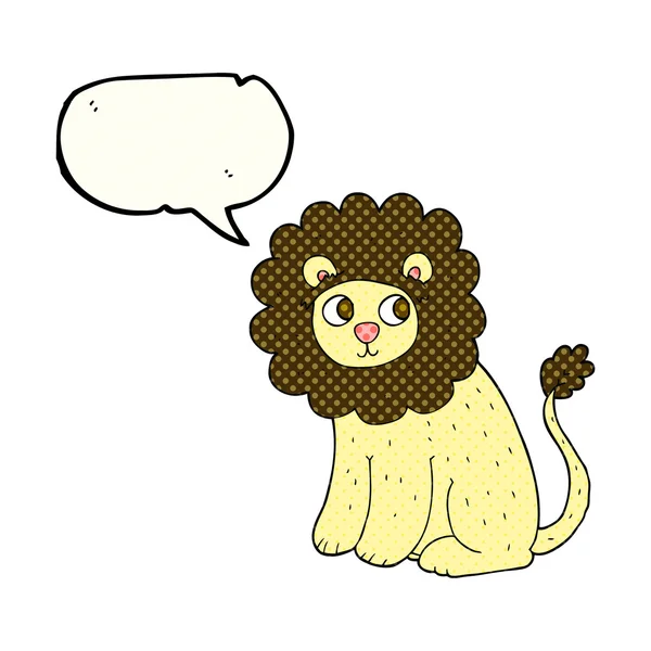BD discurso bolha desenho animado leão bonito — Vetor de Stock