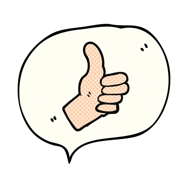 Comic book speech bubble cartoon thumbs up sign — Stock Vector