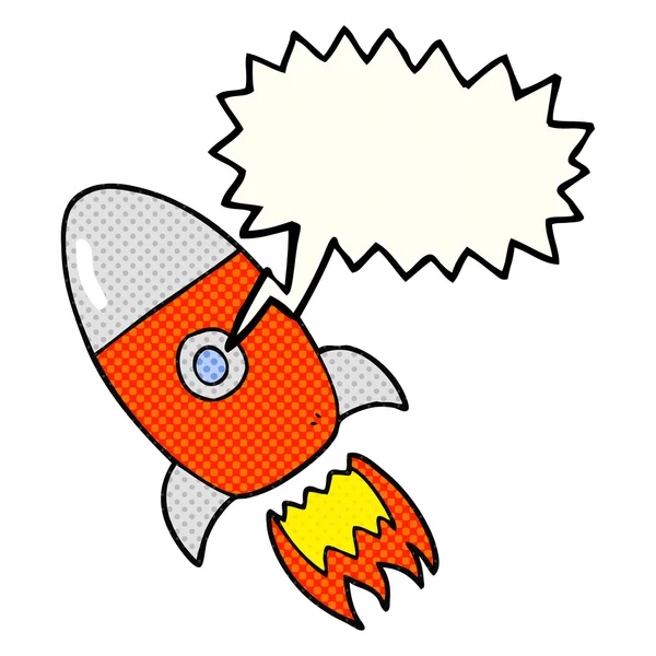 Bande dessinée discours bulle dessin animé vol fusée — Image vectorielle