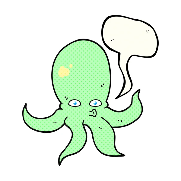 Comic book speech bubble cartoon octopus — стоковый вектор
