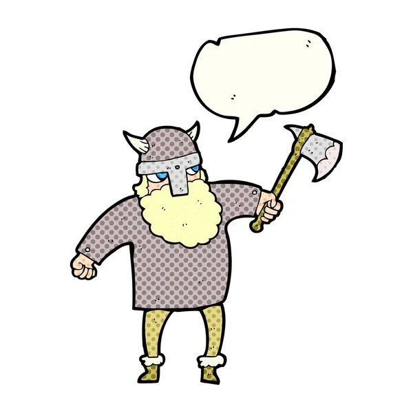 Comic book speech bubble cartoon viking warrior — Stock Vector