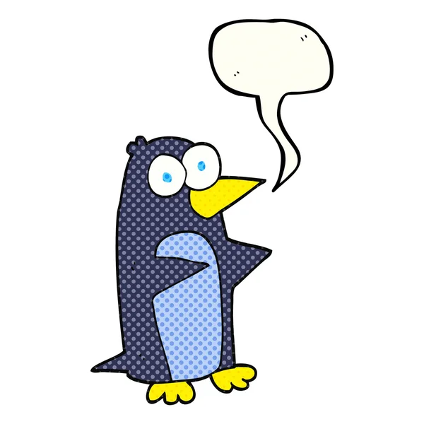 Livro em quadrinhos discurso bolha desenho animado pinguim — Vetor de Stock