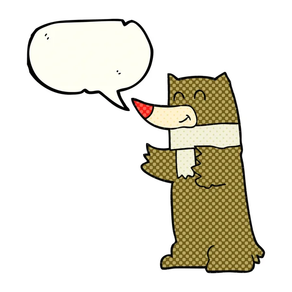 Fumetti discorso bolla cartone animato orso — Vettoriale Stock