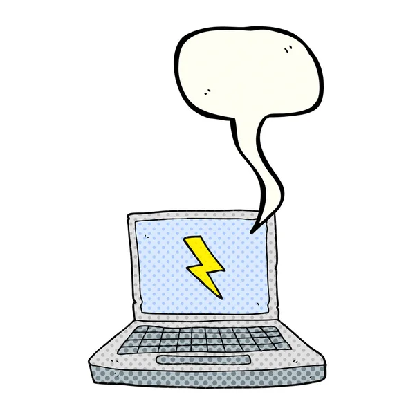 Livro em quadrinhos fala bolha computador portátil dos desenhos animados —  Vetores de Stock