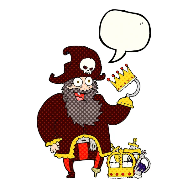 Historieta discurso burbuja dibujos animados pirata capitán — Vector de stock