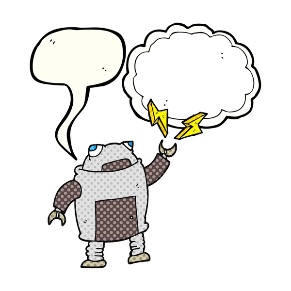 Fumetto libro discorso bolla cartone animato robot — Vettoriale Stock