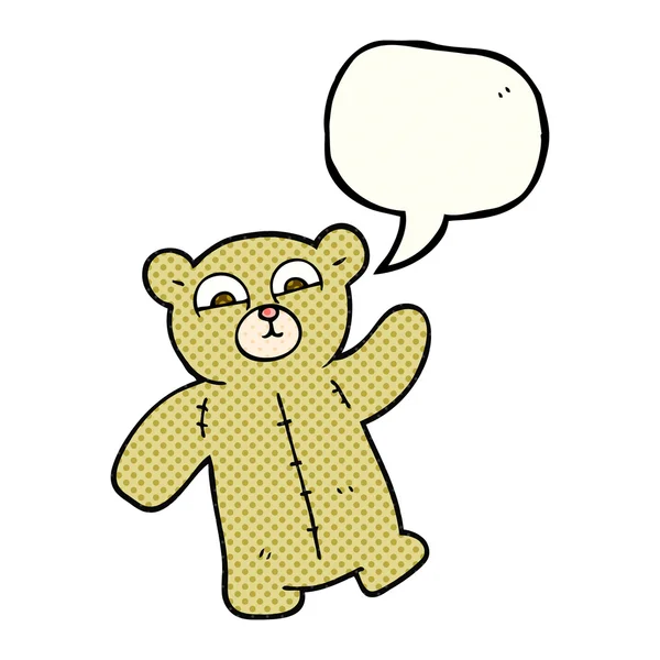 Comic book speech bubble cartoon teddy bear — Stock Vector