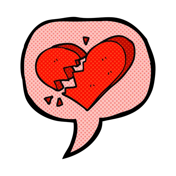 Comic book speech bubble cartoon broken heart — стоковый вектор