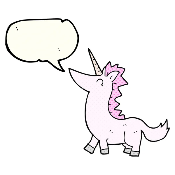 Comic book speech bubble cartoon unicorn — Stock Vector
