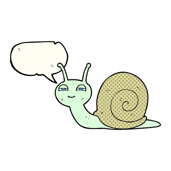 Comic book speech bubble cartoon cute snail — Stock Vector