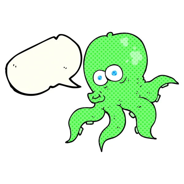 Comic book speech bubble cartoon octopus — стоковый вектор