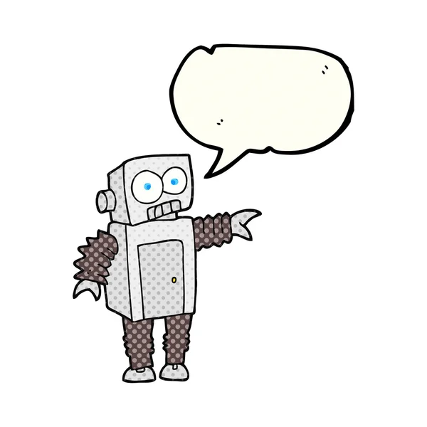Comic book speech bubble cartoon robot — Stock Vector