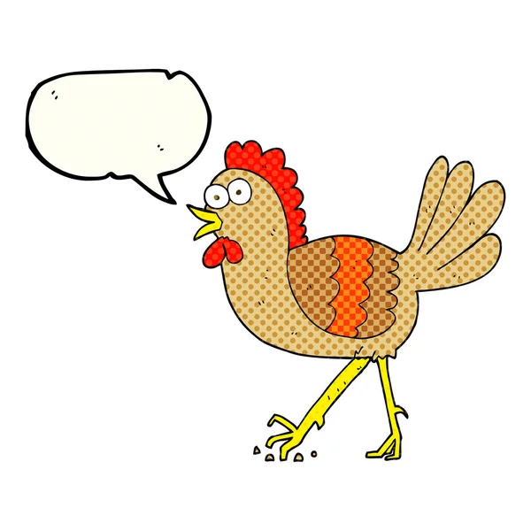 Comic book speech bubble cartoon chicken — Stock Vector