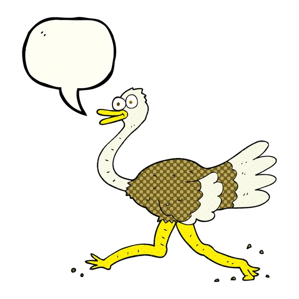 Stripboek toespraak bubble cartoon struisvogel — Stockvector