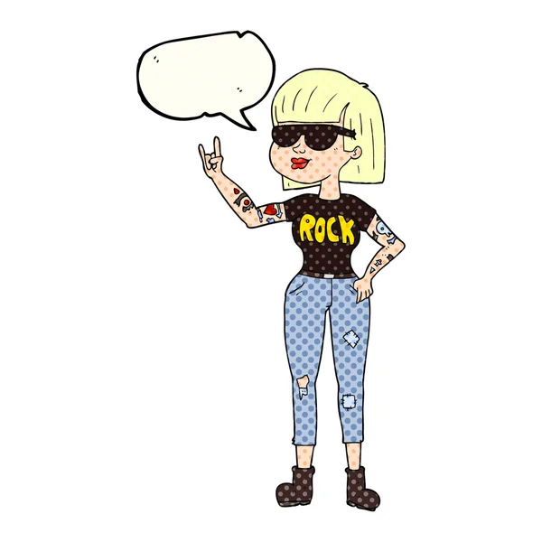 Bande dessinée discours bulle dessin animé rock femme — Image vectorielle