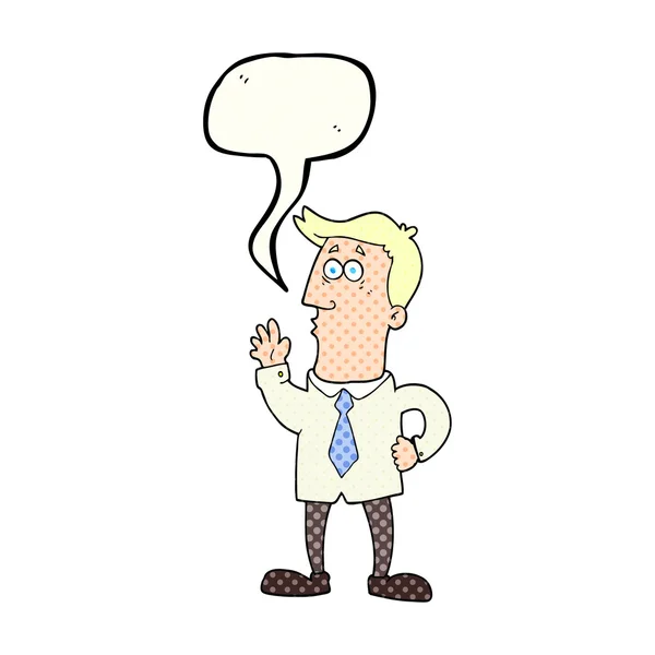 Comic book speech bubble cartoon businessman — стоковый вектор