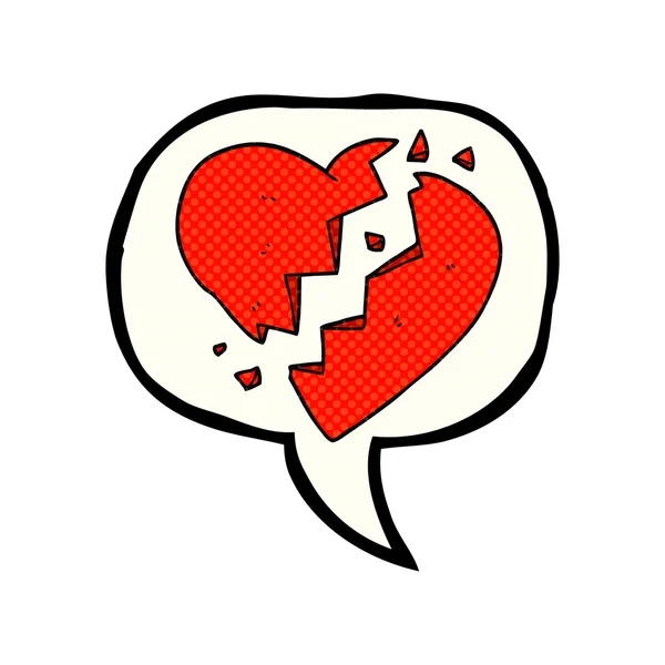 Comic book speech bubble cartoon broken heart — Stock Vector