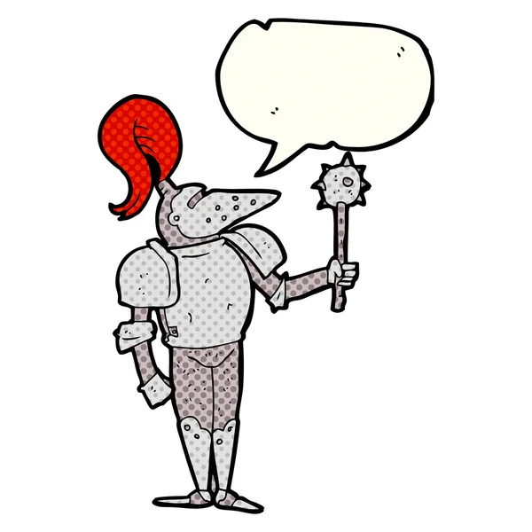 Stripboek tekstballon cartoon middeleeuwse ridder — Stockvector