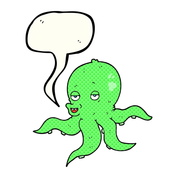 Cómic discurso burbuja dibujos animados pulpo — Vector de stock