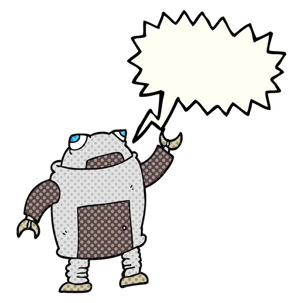 Comic book speech bubble cartoon robot — Stock Vector