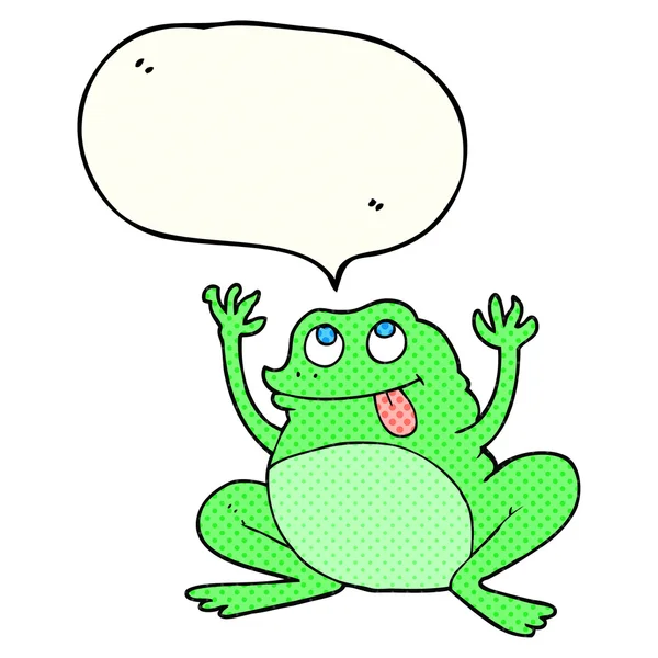 Funny comic book speech bubble cartoon frog — Stock Vector