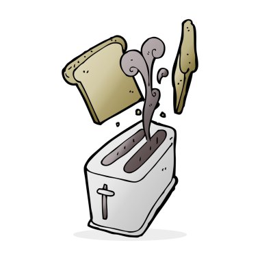 Çizgi film tost makinesi ekmek tükürüyor.