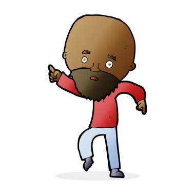 Çizgi film endişeli yaşlı adamın işaret ettiği