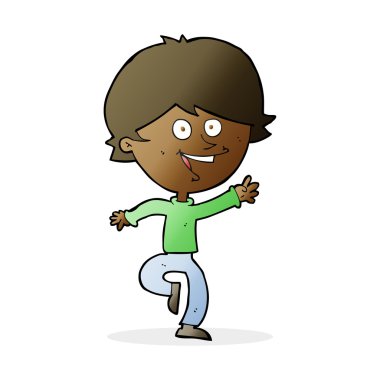 çizgi film mutlu el sallayan çocuk