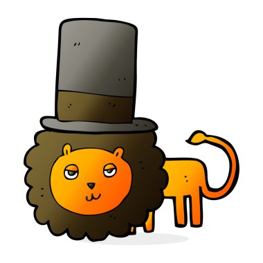 Çizgi film aslanı silindir şapkalı