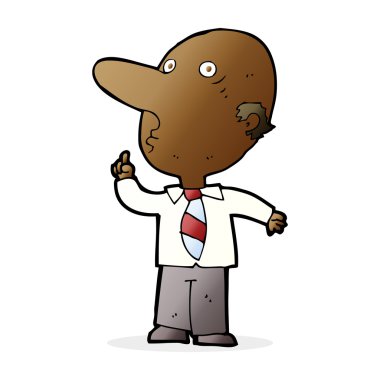 Çizgi filmdeki kel adam soru soruyor.