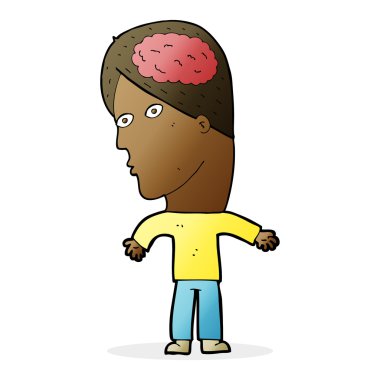 Beyin sembolü olan çizgi film adamı.