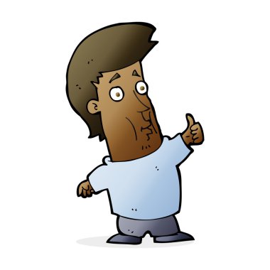 Çizgi filmdeki adam işaret veriyor.