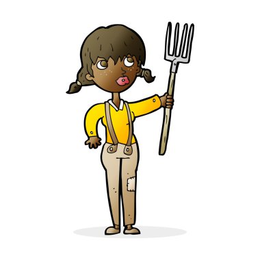 karikatür çiftçi kız