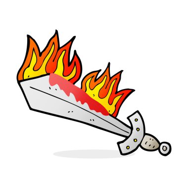 karikatür flaming kılıç