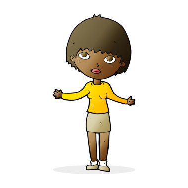 çizgi film kadın Shrugging 