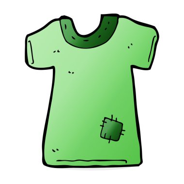 Karikatür yamalı eski tişört