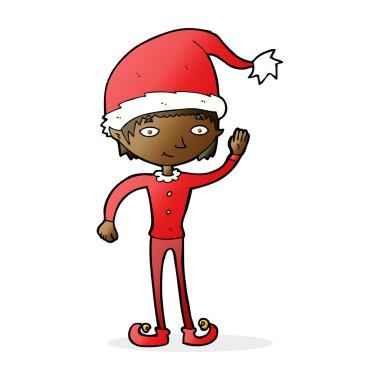 Çizgi film el sallıyor Noel elfi