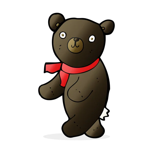 Lindo oso de peluche negro de dibujos animados — Vector de stock