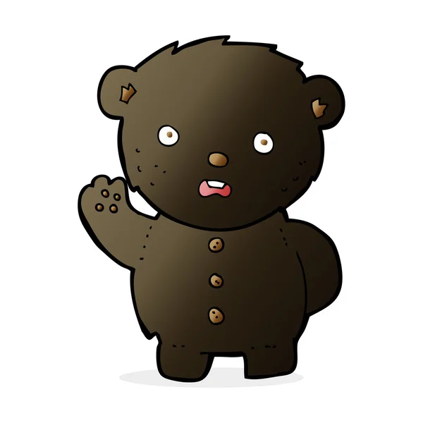 Desenho animado infeliz urso de pelúcia preto — Vetor de Stock