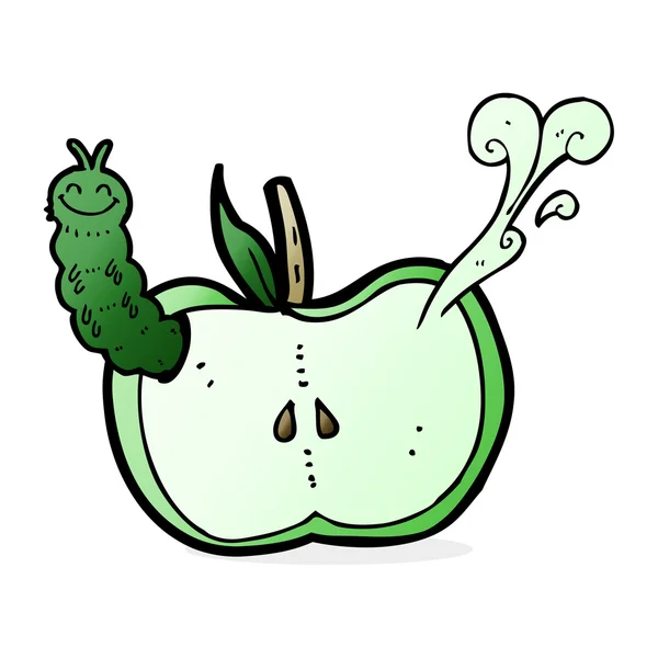 Pomme de dessin animé avec bug — Image vectorielle