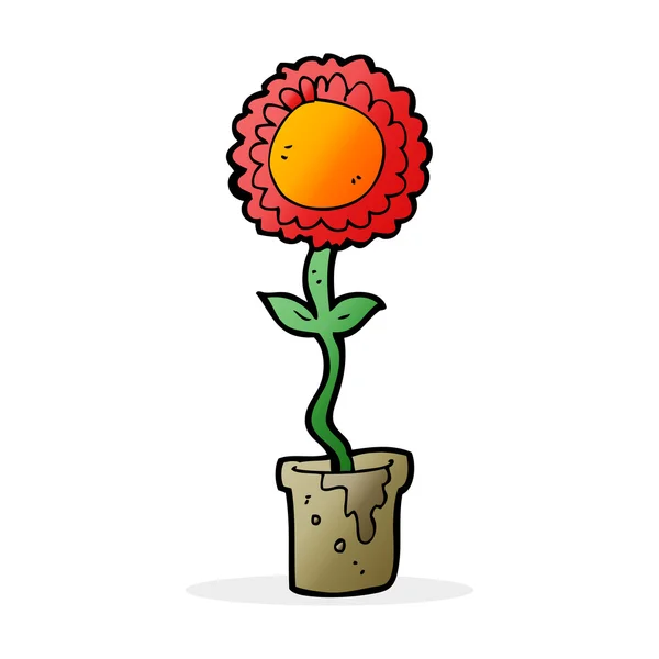 Flor de dibujos animados con la cara — Vector de stock