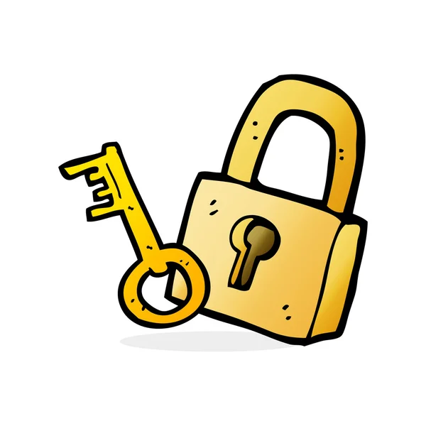 Cartoon padlock and key — Stock Vector