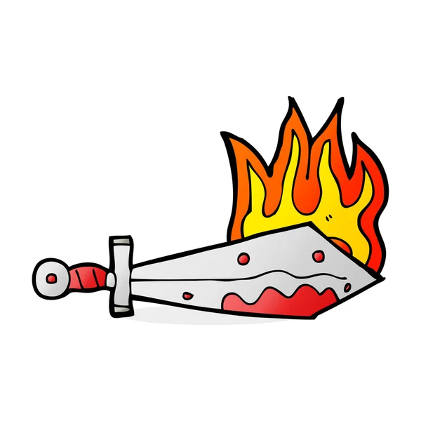Cartone animato spada fiammeggiante — Vettoriale Stock