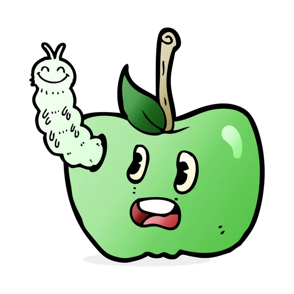 Cartoon apple with bug — Stock Vector