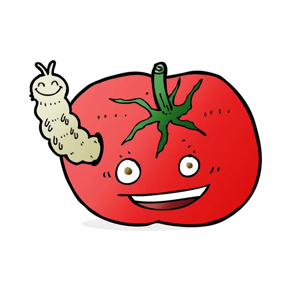 Καρτούν ντομάτα με bug — Διανυσματικό Αρχείο