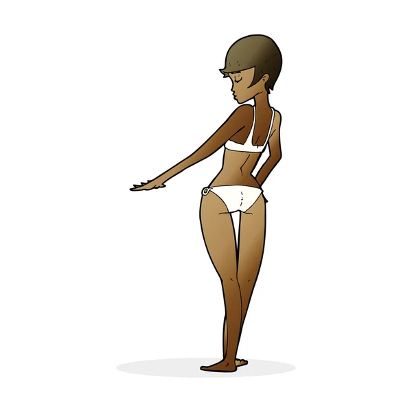 Cartoon vrouw in bikini — Stockvector