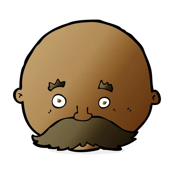 Hombre calvo de dibujos animados con bigote — Vector de stock